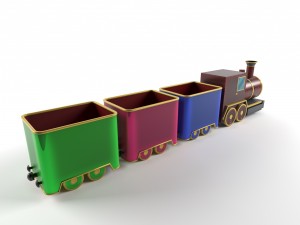 toy train and vagon Model 3D