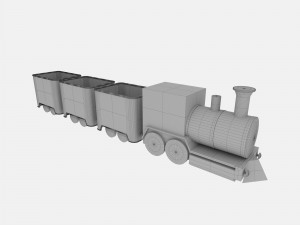 toy train and vagon Model 3D
