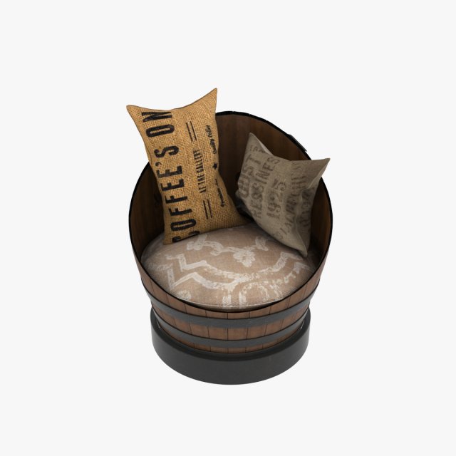 chair barrel 3D 模型 .c4d .max .obj .3ds .fbx .stl .blend 