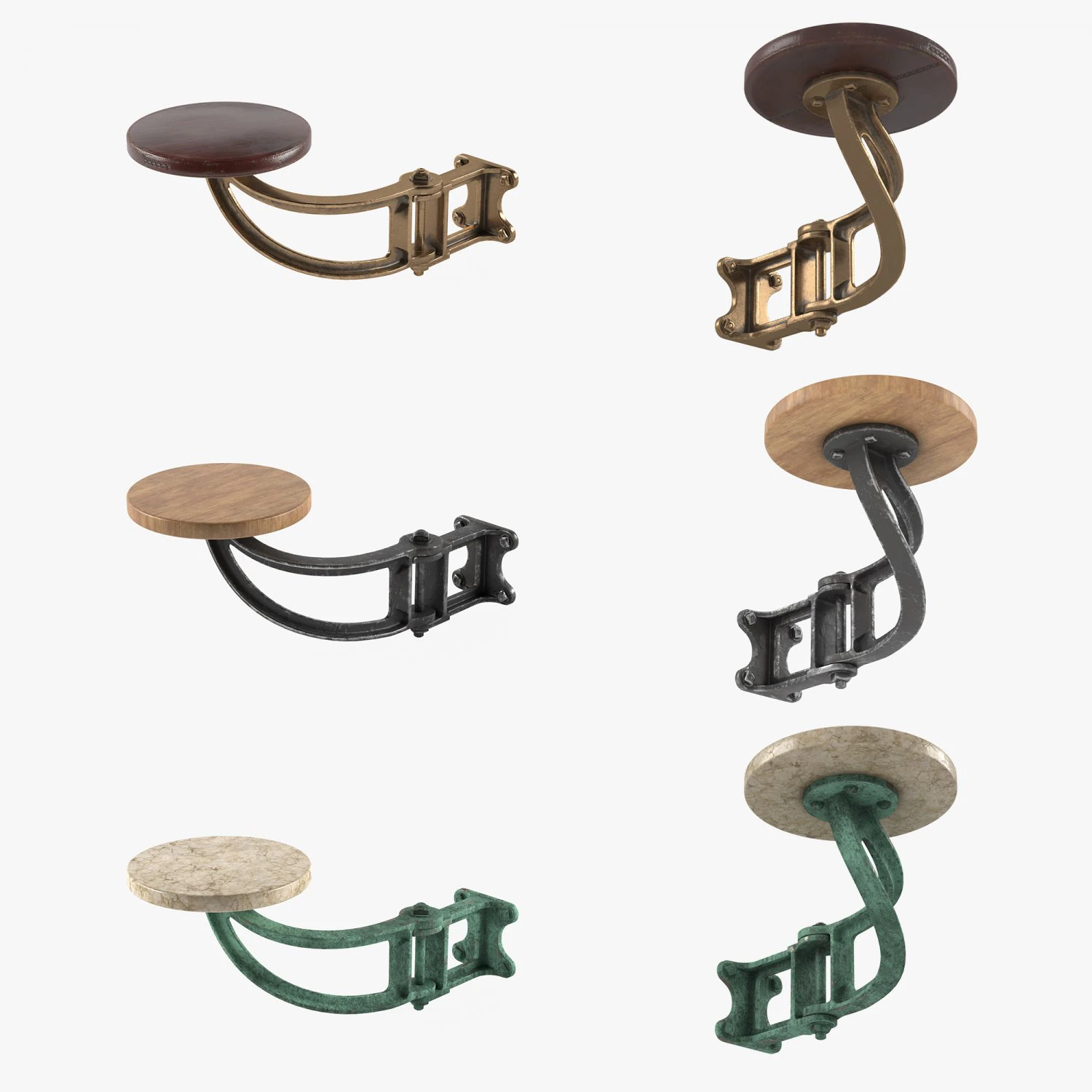 vintage bar stool 3D Model .c4d .max .obj .3ds .fbx .stl .blend 