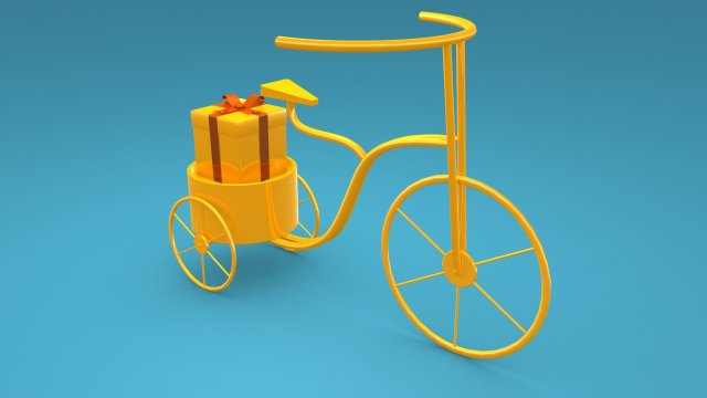 tricycle for decoration 3D Model .c4d .max .obj .3ds .fbx .stl .blend 