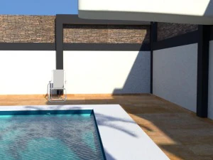 summer chalet with pond outside inside 3D Model