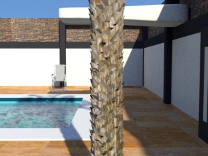 summer chalet with pond outside inside 3D Model