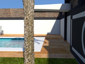 summer chalet with pond outside inside 3D Model