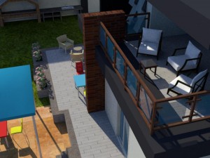 summer chalet with pond outside inside 3D Model