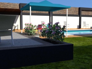 summer chalet with pond outside inside 3D Model