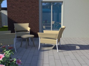 summer chalet with pond outside inside 3D Model