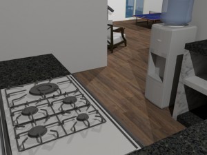 summer chalet with pond outside inside 3D Model