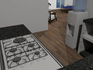 summer chalet with pond outside inside 3D Model