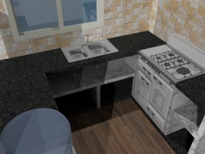 summer chalet with pond outside inside 3D Model