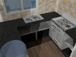 summer chalet with pond outside inside 3D Model