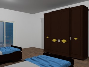 summer chalet with pond outside inside 3D Model