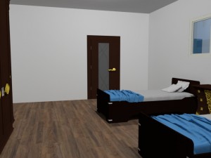 summer chalet with pond outside inside 3D Model