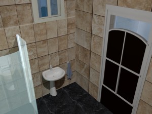 summer chalet with pond outside inside 3D Model