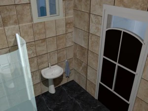 summer chalet with pond outside inside 3D Model