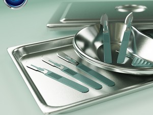 3d scalpels kidney dish and sterilization tray model 3D 모델