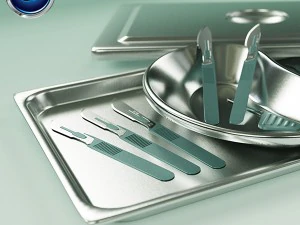 3d scalpels kidney dish and sterilization tray model 3D Model