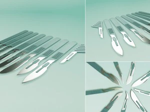 3d scalpels kidney dish and sterilization tray model 3D Model