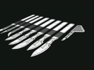 3d scalpels kidney dish and sterilization tray model 3D 모델
