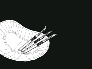 3d scalpels kidney dish and sterilization tray model 3D Model