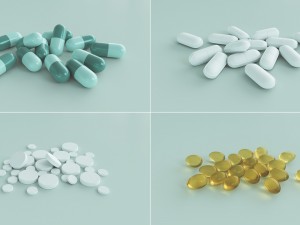 medication pills capsules bottles and containers 3D Model