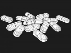 medication pills capsules bottles and containers 3D Model