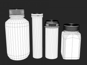 medication pills capsules bottles and containers 3D Model