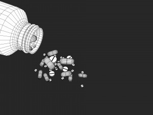 medication pills capsules bottles and containers 3D Model