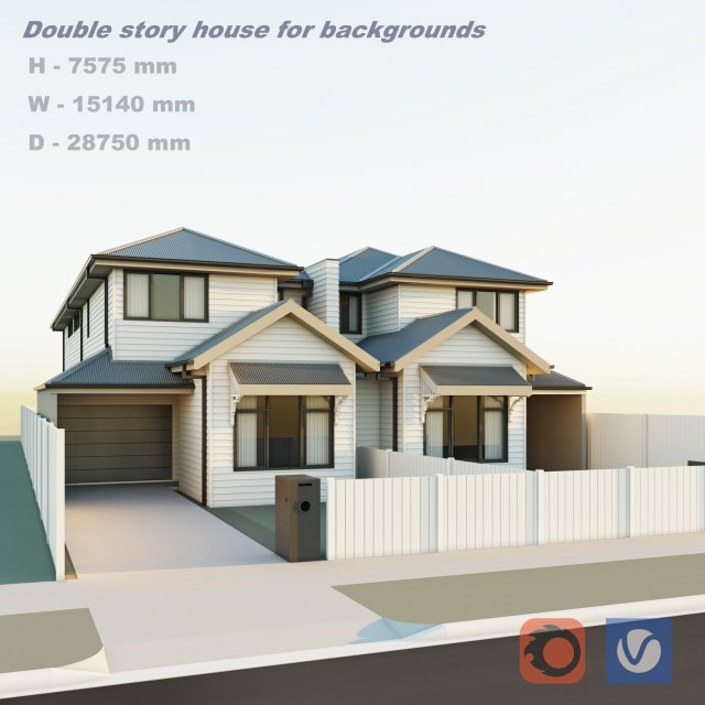 Double story house Modelo 3D .c4d .max .obj .3ds .fbx .stl .blend 