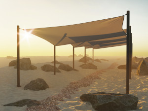 Shade Canopy vs rocks sand 3D 모델
