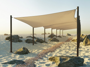 Shade Canopy vs rocks sand 3D Model