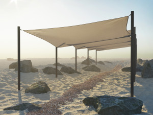 Shade Canopy vs rocks sand 3D Model