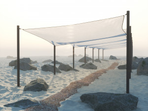 Shade Canopy vs rocks sand 3D Model