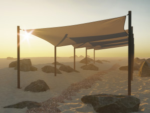 Shade Canopy vs rocks sand 3D Model