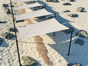 Shade Canopy vs rocks sand 3D Model