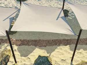 Shade Canopy vs rocks sand 3D Model