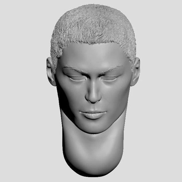 head of japanese man with hair 3D Print Model .c4d .max .obj .3ds .fbx .stl .blend 