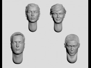 set of heads with hair 3D 프린트 모델