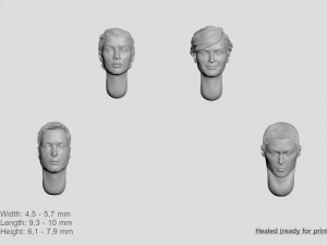 set of heads with hair 3D Print Model