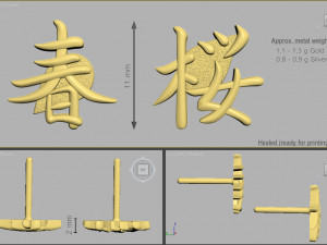 earring kanji Modello di stampa 3D