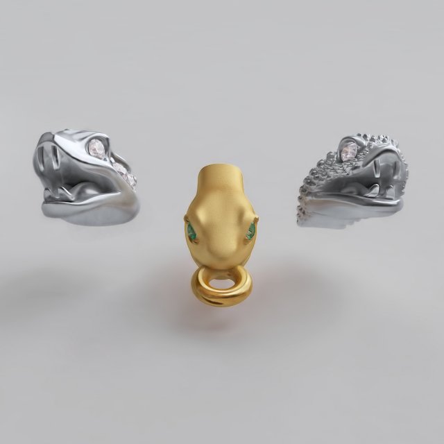 8 snake heads - best for jewelry Model do druku 3D .c4d .max .obj .3ds .fbx .stl .blend 