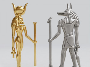 egyptian gods - hathor and anubis - excellent for jewelry 3D Print Model
