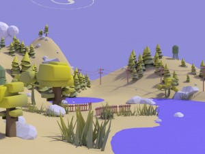autumn valley lowpoly Model 3D