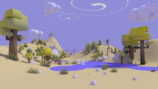 autumn valley lowpoly Model 3D .c4d .max .obj .3ds .fbx .stl .blend 