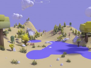 autumn valley lowpoly Model 3D