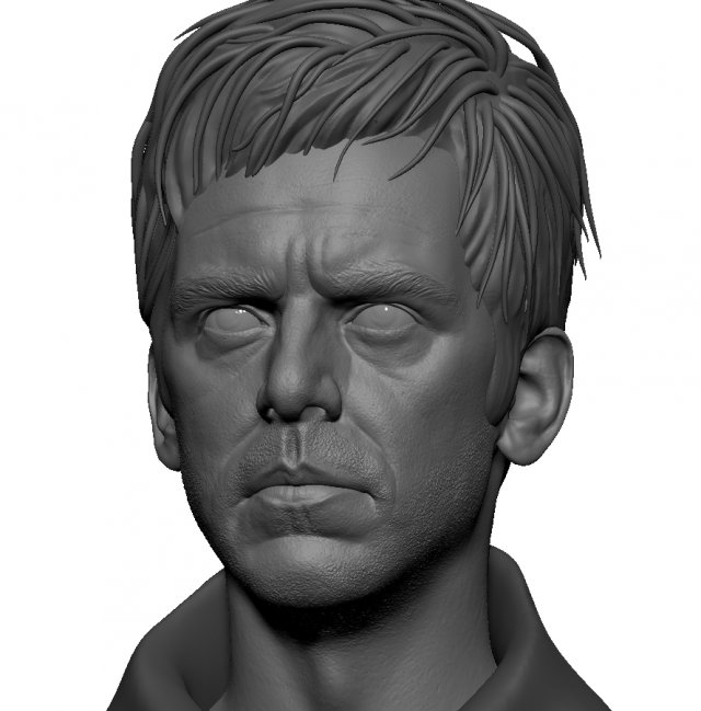 realistic male head sculpt of dan stevens 3D Model .c4d .max .obj .3ds .fbx .stl .blend 