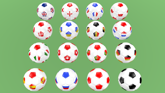 soccer football balls flags of europe 3D 模型 .c4d .max .obj .3ds .fbx .stl .blend 