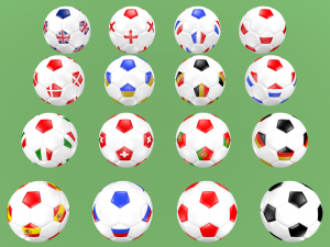 soccer football balls flags of europe 3D Model