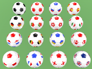soccer football balls flags of europe 3D 模型