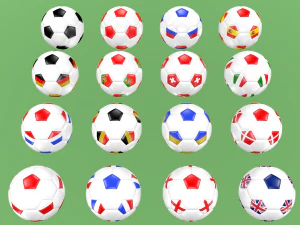 soccer football balls flags of europe 3D Model